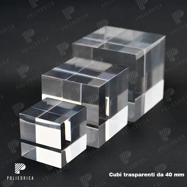 Cubi trasparenti in plexiglass da 40mm